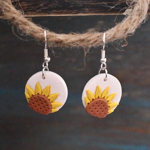 Round Sunflower Earrings