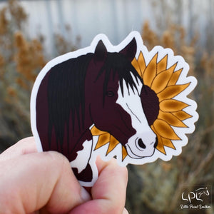 Bay Paint Horse and Sunflower Sticker