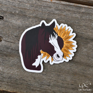 Bay Paint Horse and Sunflower Sticker