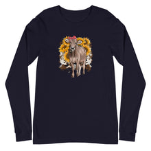 Load image into Gallery viewer, Unisex Long Sleeve Sunflower Cow Tee
