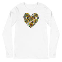 Load image into Gallery viewer, Unisex Long Sleeve Sunflower and Cowhide Heart Tee
